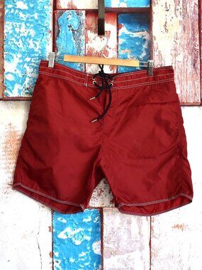Men's Brixton Board Shorts Beach Surf Drawstring Closure SIZE 34 Maroon